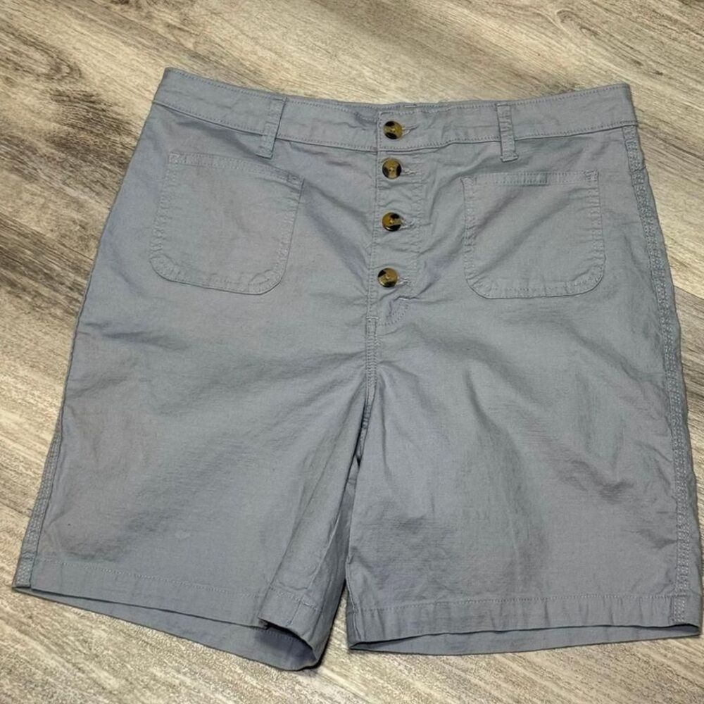 Lee Women's Legendary High-Rise Patch Front Shorts SZ 14 Blue/grayish